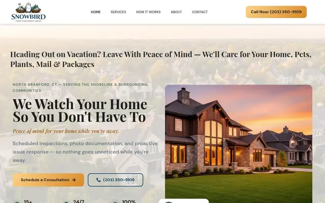 Homepage of Snowbird Home Management Group. – cat sitter in East Haven, CT