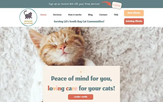 Homepage of South Bay Cat Sitting – cat sitter in Palos Verdes Peninsula, CA