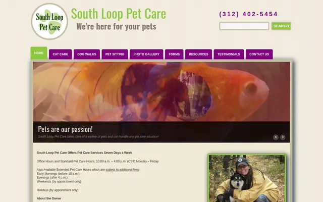 Homepage of South Loop Pet Care – cat sitter in Chicago, IL