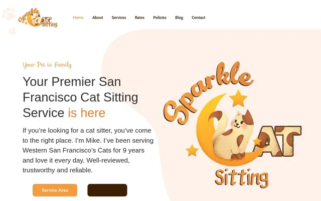 Homepage of Sparkle Cat Sitting – cat sitter in San Francisco, CA