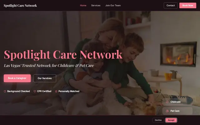 Homepage of Spotlight Care Network, Inc. – cat sitter in Nevada
