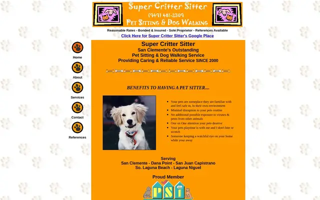 Homepage of Super Critter Sitter – cat sitter in Ladera Ranch, CA