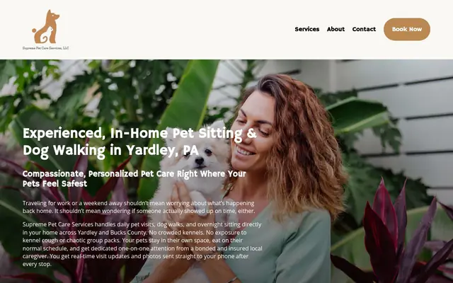 Homepage of Supreme Pet Care Services, LLC – cat sitter in Langhorne, PA