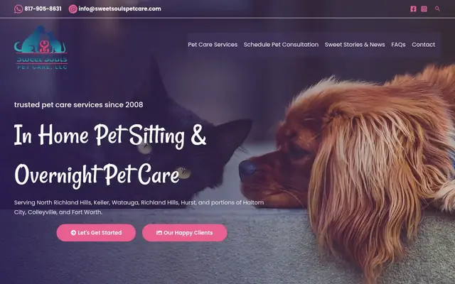 Homepage of Sweet Souls Pet Care, LLC – cat sitter in Euless, TX