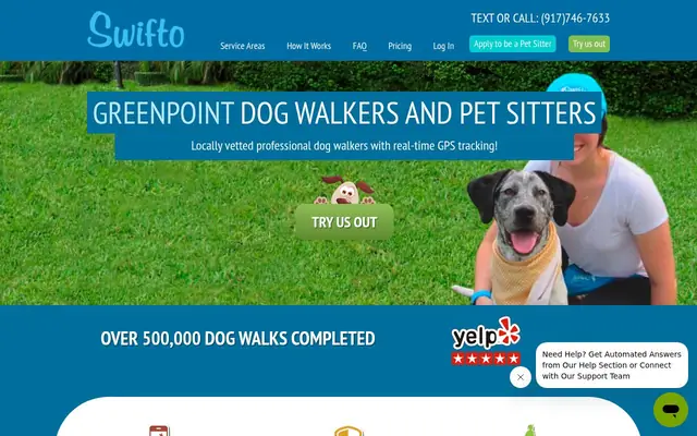Homepage of Swifto Dog Walking – cat sitter in Brooklyn, NY