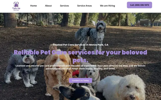 Homepage of Tails Up Pet Care – cat sitter in San Carlos, CA