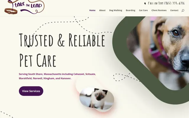 Homepage of Take The Lead Pet Care – cat sitter in Cohasset, MA