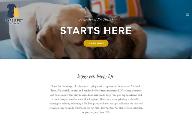 Homepage of Texas Pet Concierge, LLC – cat sitter in Houston, TX