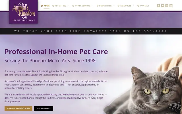 Homepage of The Animal's Kingdom Pet Sitting Service – cat sitter in Scottsdale, AZ
