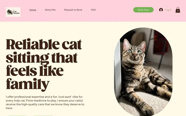 Homepage of The Cat Auntie – cat sitter in Indiana
