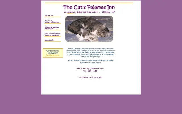 Homepage of The Cat's Pajamas Inn – cat sitter in Wakefield, MA