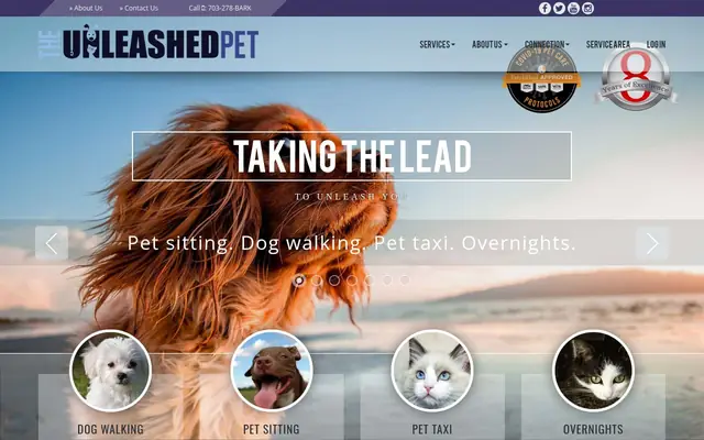 Homepage of The Unleashed Pet – cat sitter in Alexandria, VA