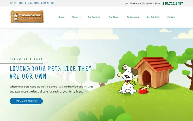 Homepage of Throw Me A Bone – cat sitter in Hollywood Park, TX