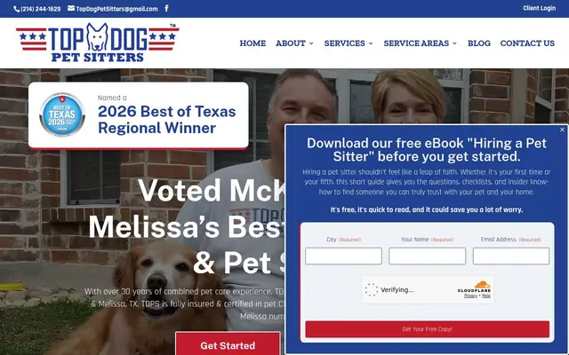 Homepage of Top Dog Pet Sitters, LLC – cat sitter in Celina, TX