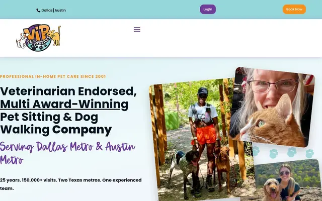 Homepage of VIP Pet Services – cat sitter in Dallas, TX