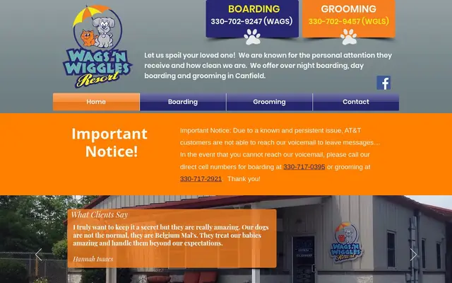 Homepage of Wags 'n Wiggles Resort – cat sitter in Canfield, OH