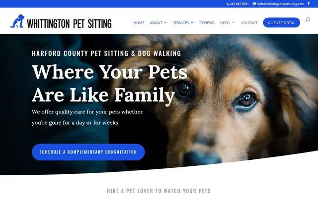 Homepage of Whittington Pet Sitting – cat sitter in Maryland