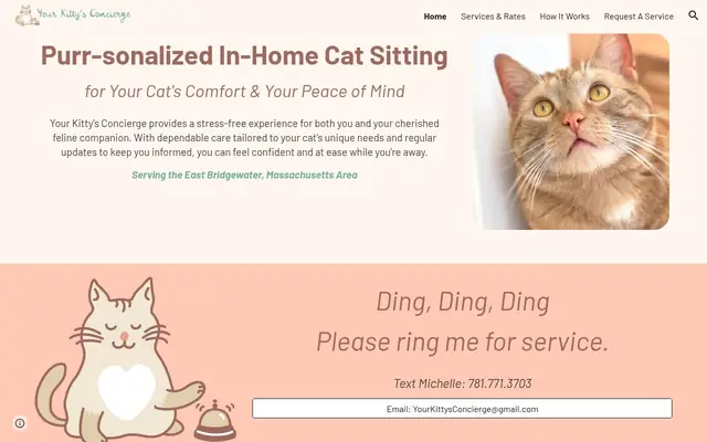 Homepage of Your Kitty's Concierge (In-Home Cat Sitter) Plymouth County – cat sitter in Kingston, MA