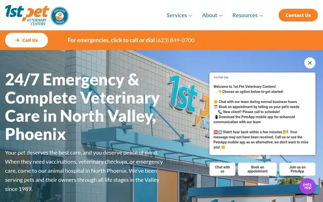 Homepage of 1st Pet Veterinary Centers - North Valley – cat vet in Phoenix, AZ