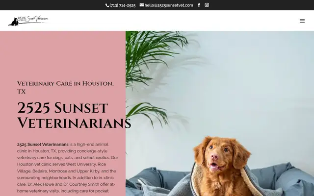 Homepage of 2525 Sunset Veterinarians – cat vet in Houston, TX