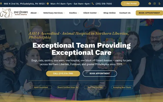 Homepage of 2nd Street Animal Hospital – cat vet in Philadelphia, PA
