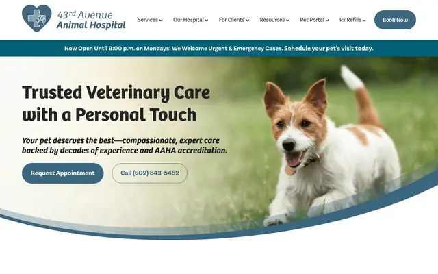Homepage of 43rd Avenue Animal Hospital – cat vet in Glendale, AZ