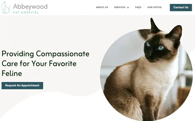 Homepage of Abbeywood Cat Hospital – cat vet in Westmont, IL