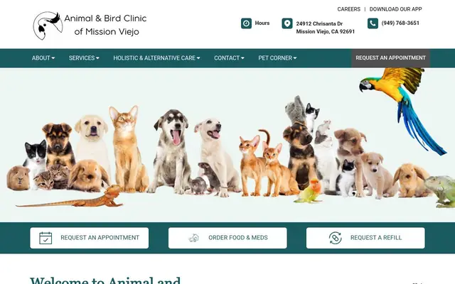 Homepage of Animal & Bird Clinic of Mission Viejo – cat vet in Mission Viejo, CA