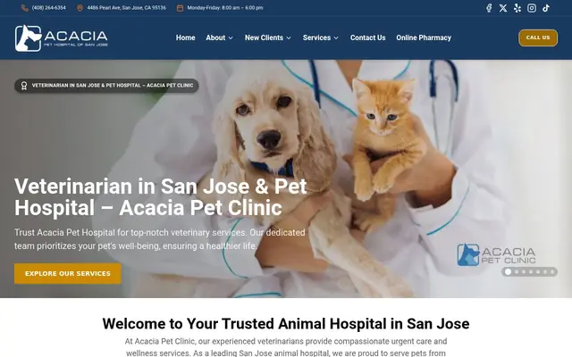 Homepage of Acacia Pet Clinic San Jose – cat vet in San Jose, CA