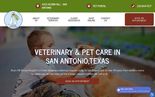 Homepage of Acorn Hill Animal Hospital – cat vet in San Antonio, TX