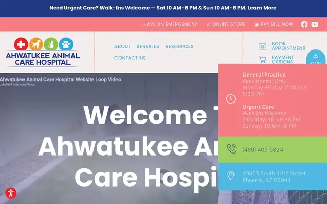 Homepage of Ahwatukee Animal Care Hospital – cat vet in Phoenix, AZ