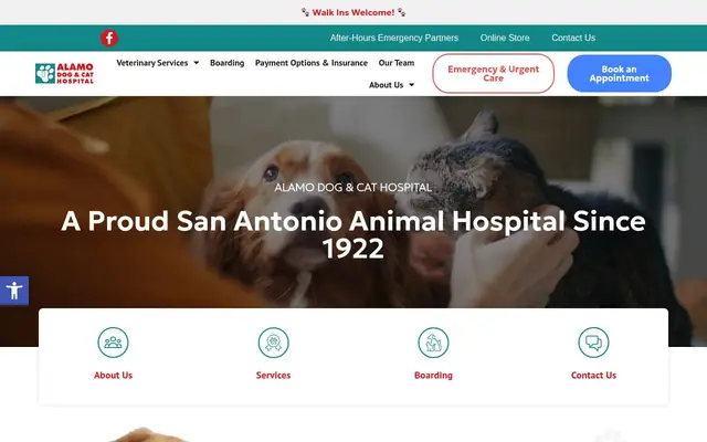 Homepage of Alamo Dog & Cat Hospital – cat vet in San Antonio, TX