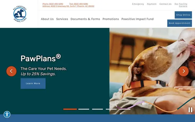 Homepage of All Creatures Animal Clinic – cat vet in Phoenix, AZ