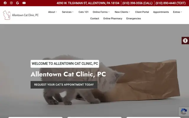 Homepage of Allentown Cat Clinic, PC – cat vet in Allentown, PA