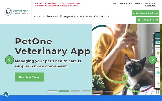 Homepage of Animal Kind Veterinary Hospital – cat vet in Brooklyn, NY