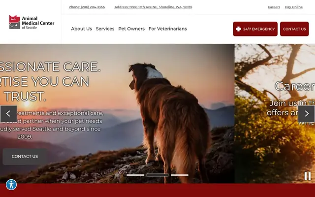 Homepage of Animal Medical Center of Seattle – cat vet in Shoreline, WA