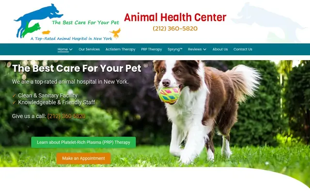 Homepage of Animal Health Center – cat vet in New York, NY