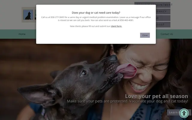 Homepage of Ark Animal Hospital – cat vet in San Diego, CA