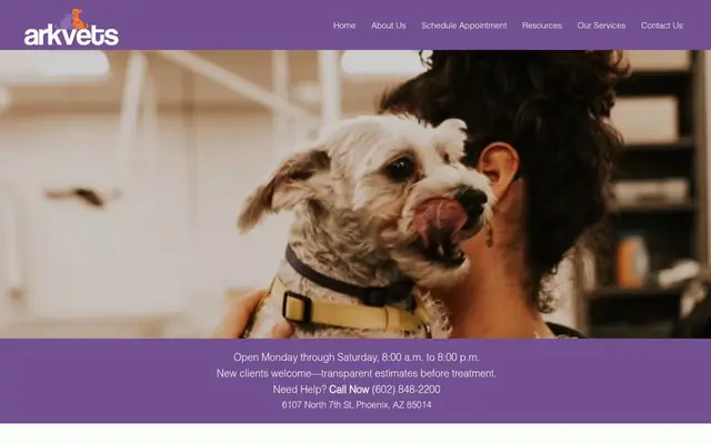 Homepage of ArkVets – cat vet in Phoenix, AZ
