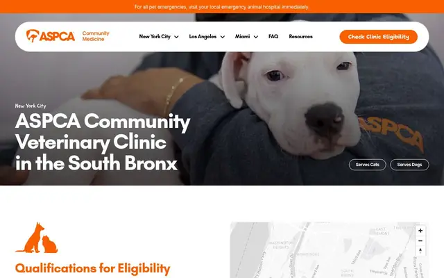 Homepage of ASPCA Community Veterinary Clinic (Appointment Only) – cat vet in Bronx, NY