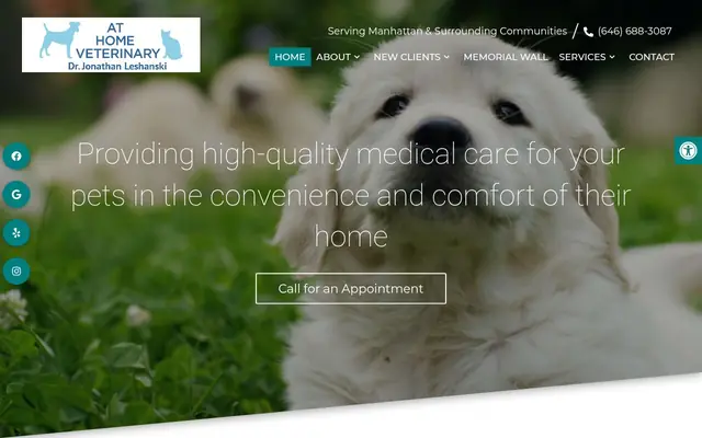 Homepage of At Home Veterinary Services – cat vet in New York, NY