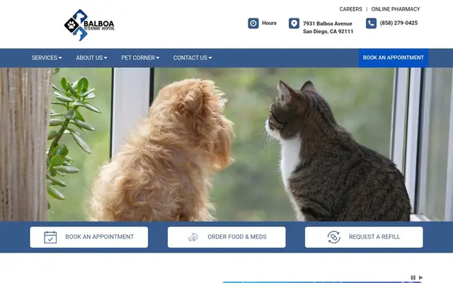 Homepage of Balboa Veterinary Hospital – cat vet in San Diego, CA