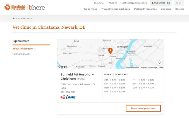 Homepage of Banfield Pet Hospital – cat vet in Newark, DE