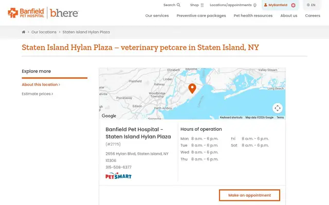 Homepage of Banfield Pet Hospital – cat vet in Staten Island, NY