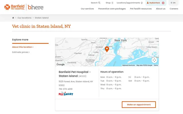 Homepage of Banfield Pet Hospital – cat vet in Staten Island, NY