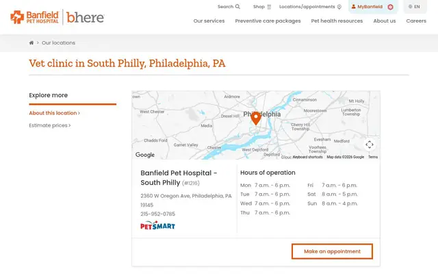 Homepage of Banfield Pet Hospital – cat vet in Philadelphia, PA