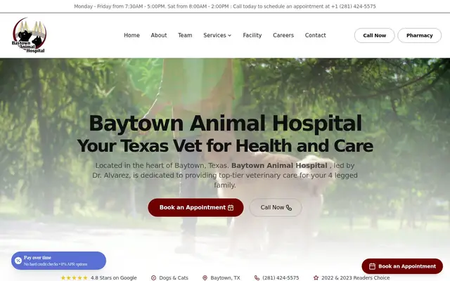 Homepage of Baytown Animal Hospital – cat vet in Baytown, TX