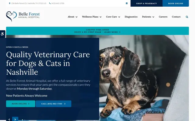Homepage of Belle Forest Animal Hospital – cat vet in Nashville, TN