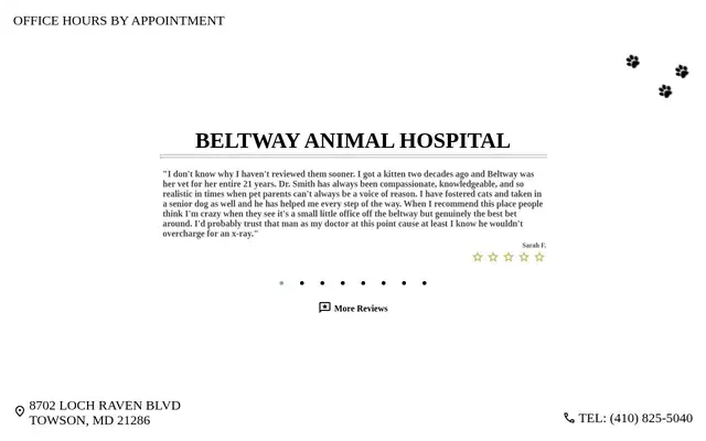 Homepage of Beltway Animal Hospital – cat vet in Towson, MD