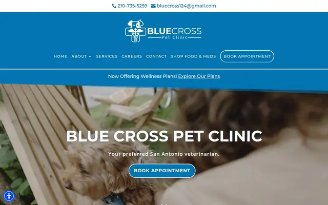 Homepage of Blue Cross Pet Clinic – cat vet in San Antonio, TX